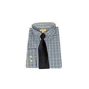 NWT Cat & Jack Boys Blue Gingham Button-Up Shirt With Black Tie Size L (12/14) C